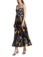 Ella Floral Satin Midi-Dress