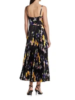 Ella Floral Satin Midi-Dress