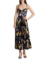 Ella Floral Satin Midi-Dress