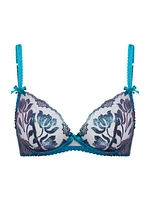 Floral-Embroidered Shimmer Bra