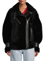 Grand Dyed Shearling & Leather Coat