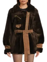 Elizabeth Belted Shearling Jacket