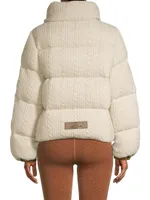 Kensington Cable-Knit Down Puffer Jacket