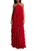 Ruffled Halterneck Gown