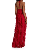 Ruffled Halterneck Gown