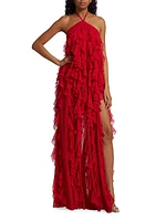 Ruffled Halterneck Gown