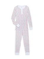 Little Girl's & Cameron Bear Print Pajama Set