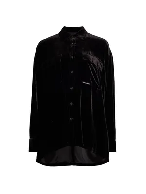 Velvet Button-Front Shirt