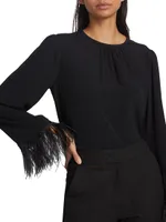 Rivista Feather-Trim Silk Top