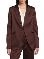 Satin Single-Breasted Blazer