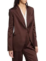 Satin Single-Breasted Blazer