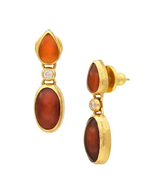 Rune Ooak 24K Yellow Gold, Opal & 0.044 TCW Diamond Drop Earrings