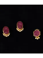 Rune Ooak 24K Yellow Gold, Ruby & 0.164 TCW Diamond Stud Earrings
