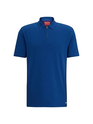 Cotton-Blend Polo Shirt with Zip Placket