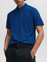 Cotton-Blend Polo Shirt with Zip Placket