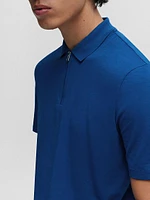 Cotton-Blend Polo Shirt with Zip Placket