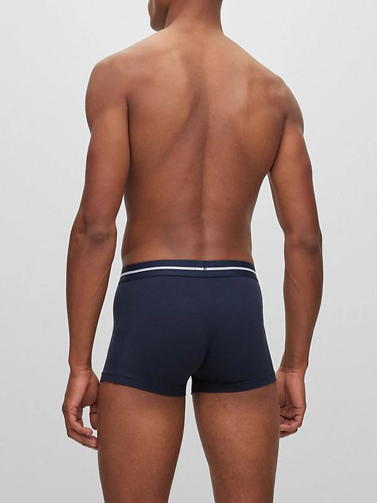 Three Pack Of Stretch-Cotton Trunks With Logo Waistbands