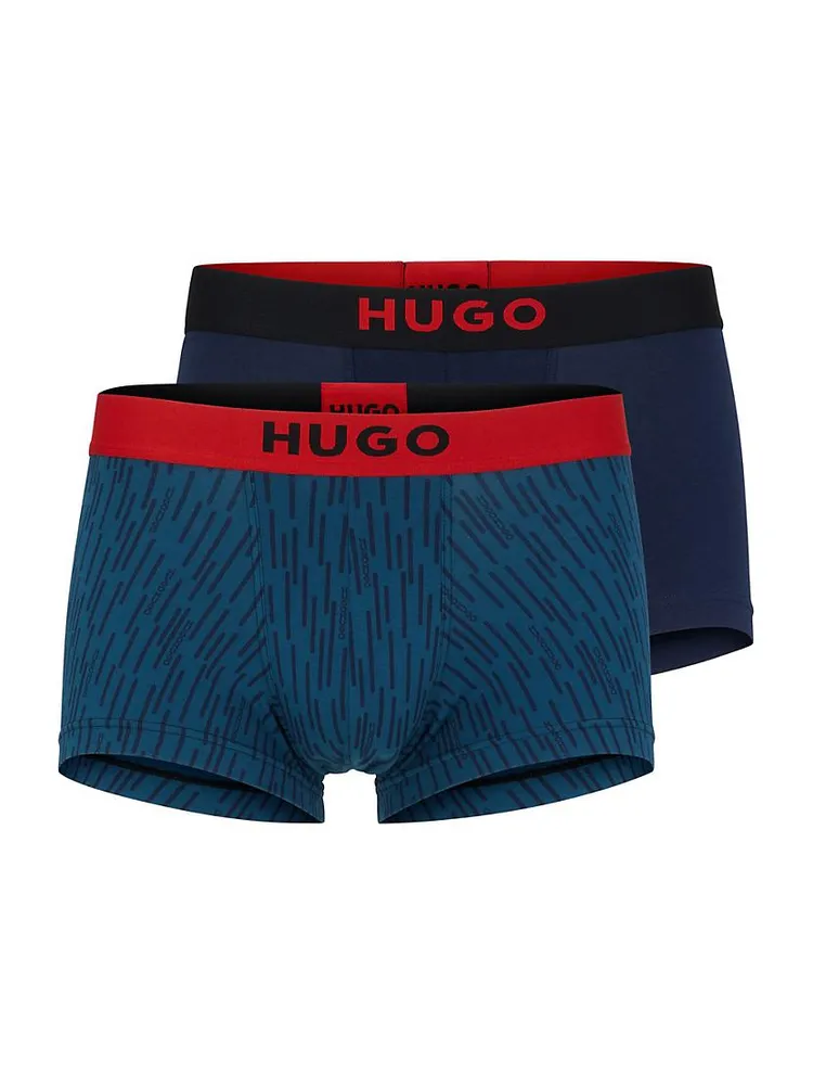 Two-Pack Of Stretch-Cotton Trunks With Logo Waistbands