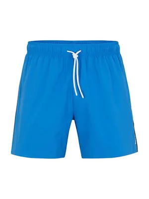 Recycled-Material Swim Shorts With Signature Stripe And Logo