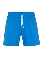 Recycled-Material Swim Shorts With Signature Stripe And Logo