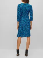 Wrap-Front V-Neck Dress With Seasonal Print