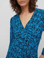 Wrap-Front V-Neck Dress With Seasonal Print