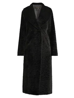 Double-Breasted Faux-Fur Coat