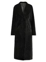 Double-Breasted Faux-Fur Coat