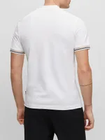 Collarless Slim-Fit Polo Shirt Cotton Piqué