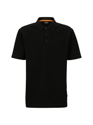Relaxed-Fit Cotton-Blend Polo Shirt with Waffle Structure
