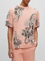 Interlock-Cotton T-Shirt with Paisley Print
