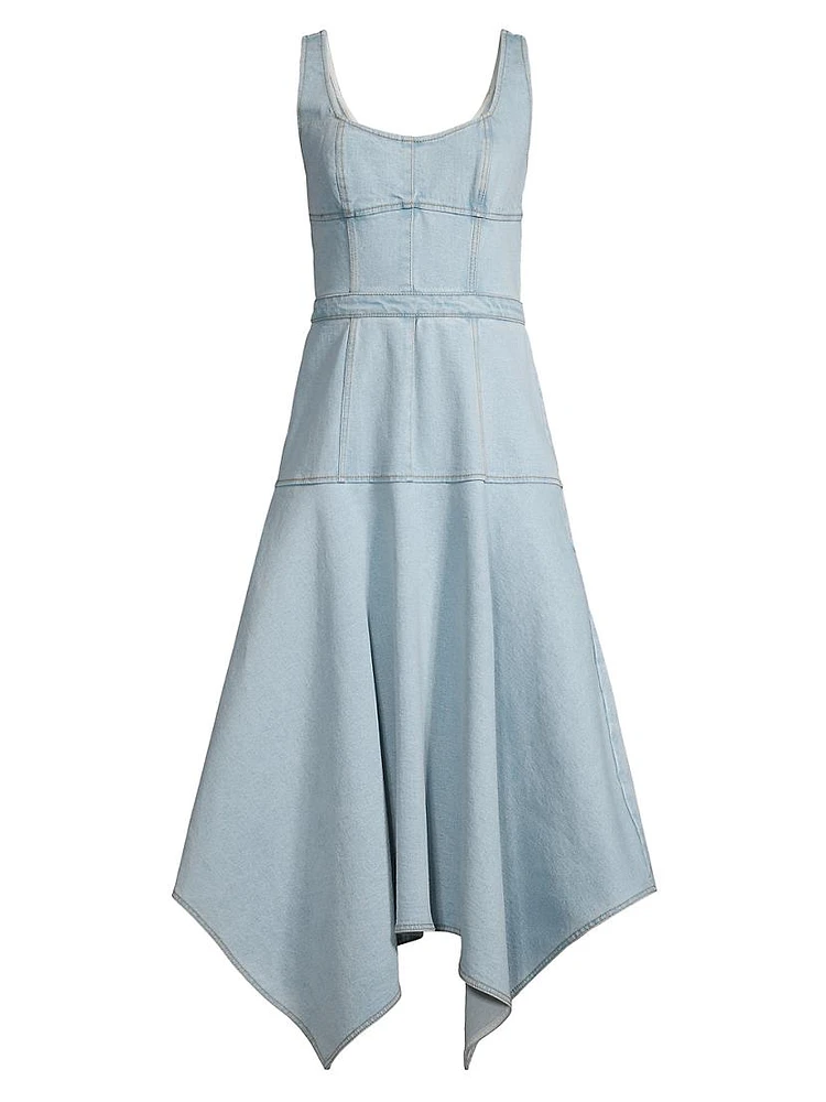 Denim Handkerchief Midi-Dress