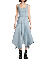 Denim Handkerchief Midi-Dress