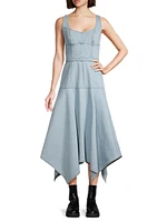 Denim Handkerchief Midi-Dress