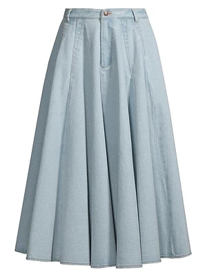 Denim Flared Midi-Skirt