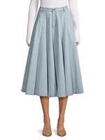 Denim Flared Midi-Skirt