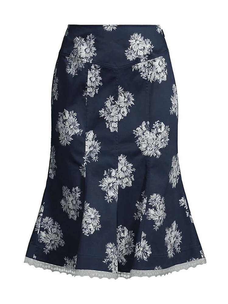 Floral Flared Midi-Skirt