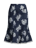 Floral Flared Midi-Skirt