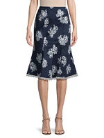 Floral Flared Midi-Skirt