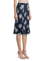 Floral Flared Midi-Skirt