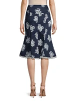 Floral Flared Midi-Skirt