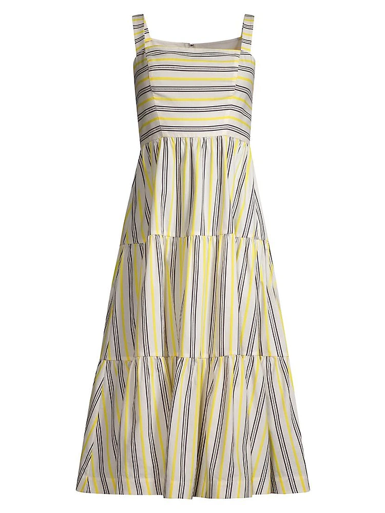 Striped Cotton-Blend Midi-Dress