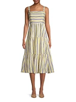 Striped Cotton-Blend Midi-Dress