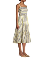 Striped Cotton-Blend Midi-Dress