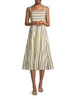 Striped Cotton-Blend Midi-Dress