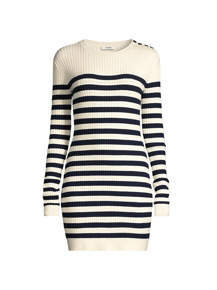 Striped Merino Wool Knit Sweaterdress