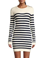 Striped Merino Wool Knit Sweaterdress