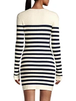 Striped Merino Wool Knit Sweaterdress