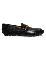 Keeper Croc-Embossed Leather Driving Loafers