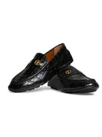 Keeper Croc-Embossed Leather Driving Loafers
